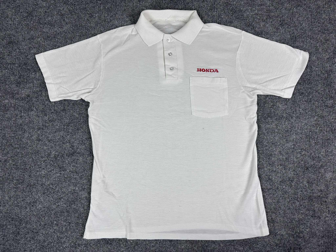 Vintage Honda Motorcycle Polo Shirt Mens Small White 80s 90s Spellout Logo