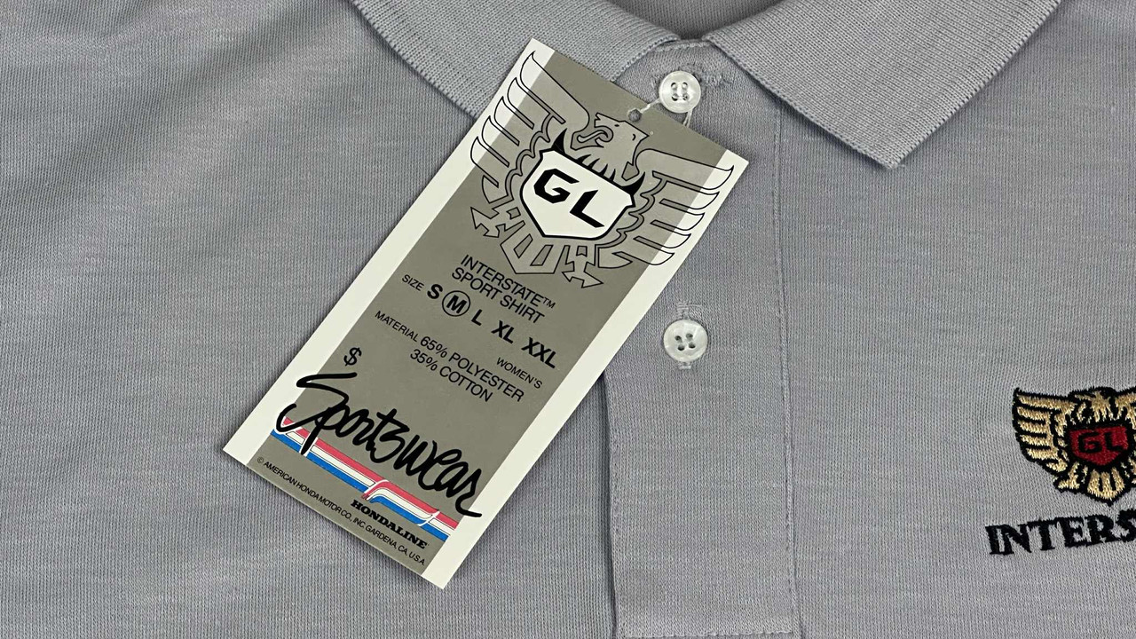 VTG NOS 80s Honda Interstate Goldwing Polo Shirt Womens M Grey USA NWT Hondaline
