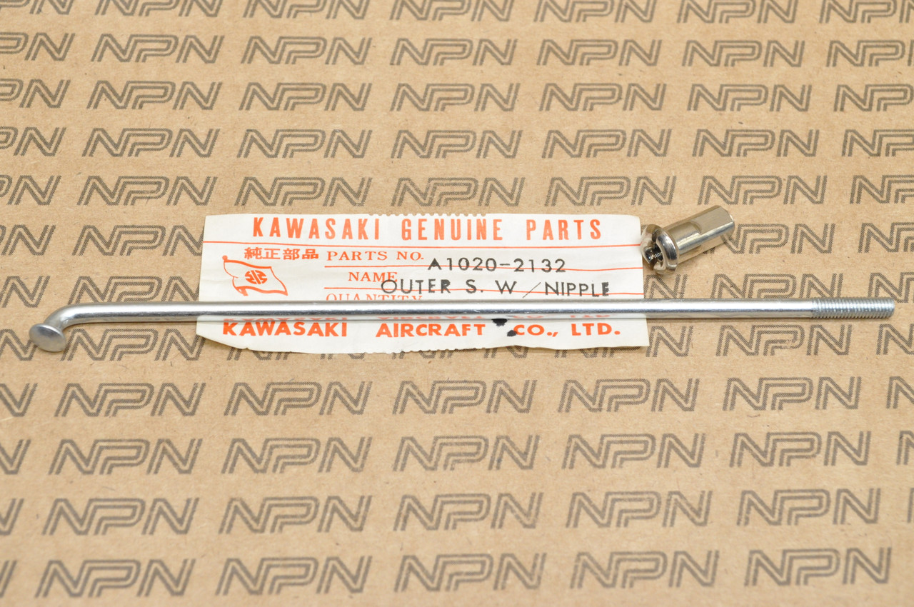 NOS Kawasaki A1 A7 KZ400 KZ440 S1 S2 Wheel Outer Spoke w/ Nipple A1020-2132