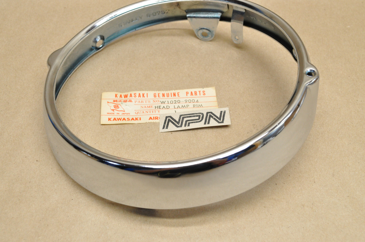 NOS Kawasaki A1 A7 H1 KH500 W1 W2 Head Light Lamp Rim Ring Bezel W1020-9004