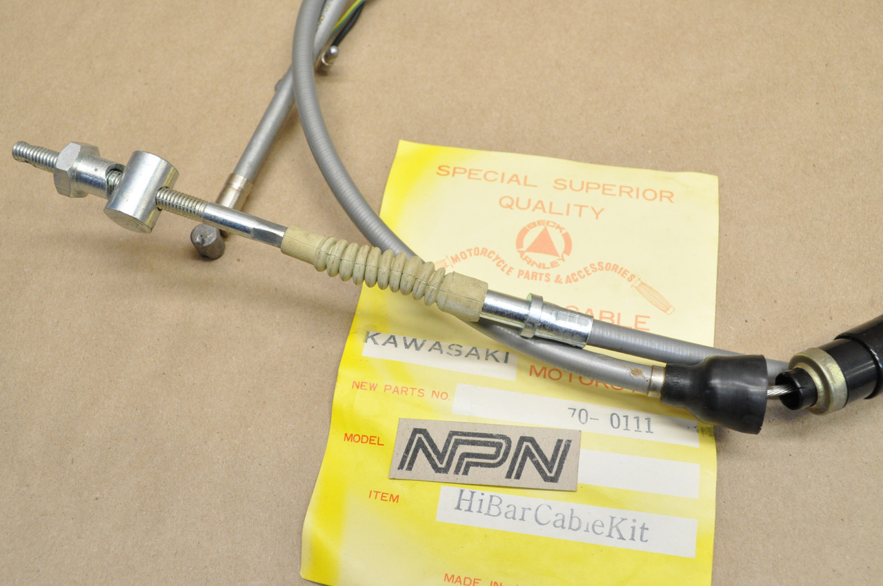 NOS Kawasaki H1 Mach III Beck Arnley Hi Bar Brake Clutch Throttle Cable Set 70-0111