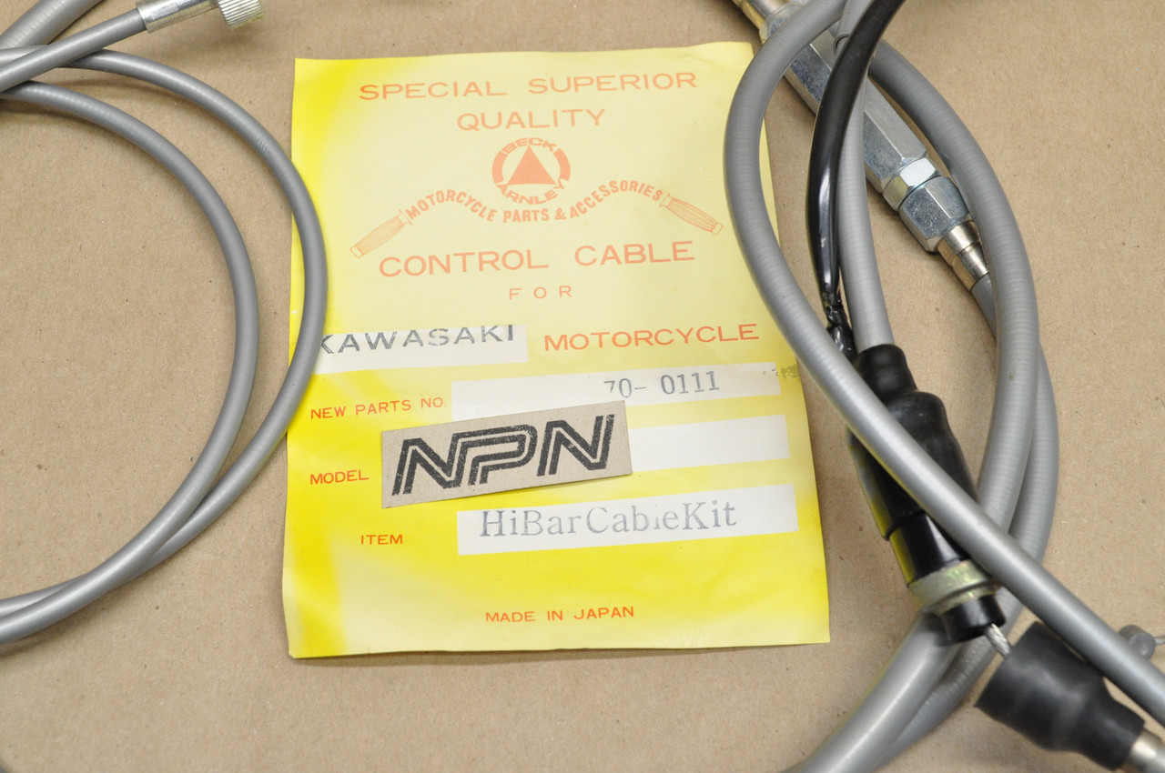 NOS Kawasaki H1 Mach III Beck Arnley Hi Bar Brake Clutch Throttle Cable Set 70-0111