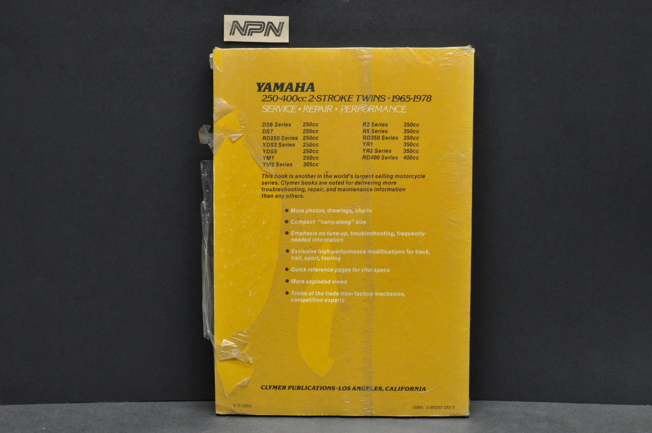 Vtg 1965-1978 Yamaha RD250 RD350 RD400 DS6 DS7 Clymer Motorcycle Service Manual