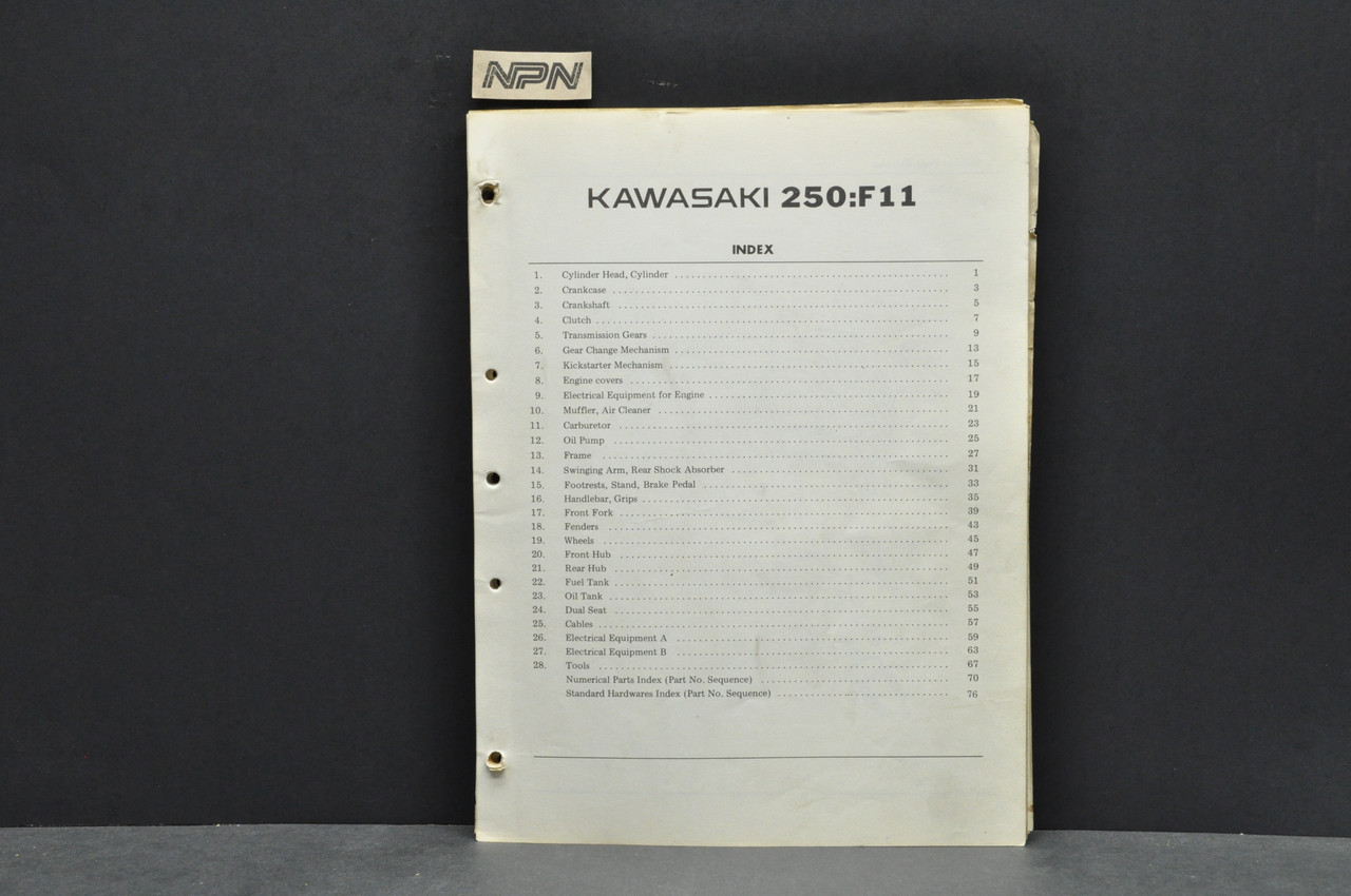 VTG 1973 Kawasaki F11 250 Motorcycle Parts Manual Catalog Book Guide OEM
