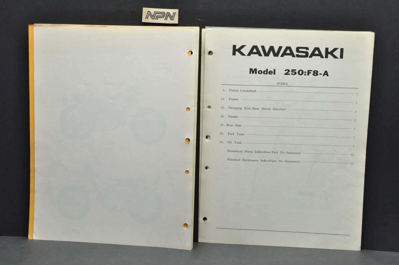 VTG 1970 Kawasaki F8 250 Motorcycle Parts Manual Catalog Book Guide OEM