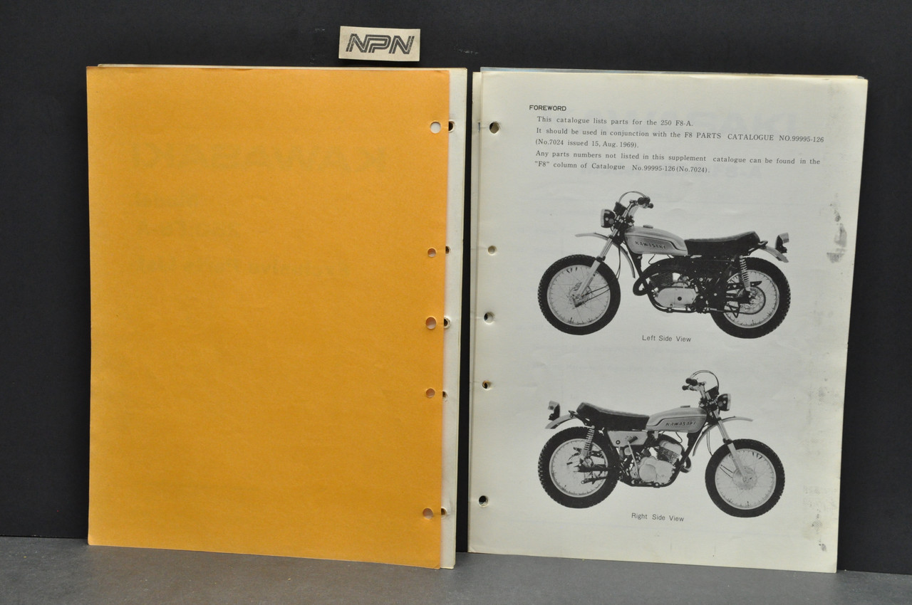 VTG 1970 Kawasaki F8 250 Motorcycle Parts Manual Catalog Book Guide OEM