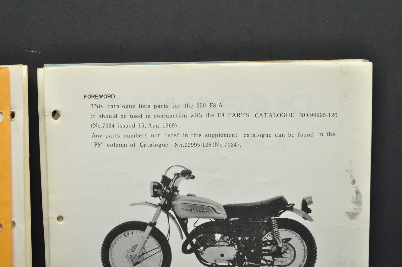 VTG 1970 Kawasaki F8 250 Motorcycle Parts Manual Catalog Book Guide OEM