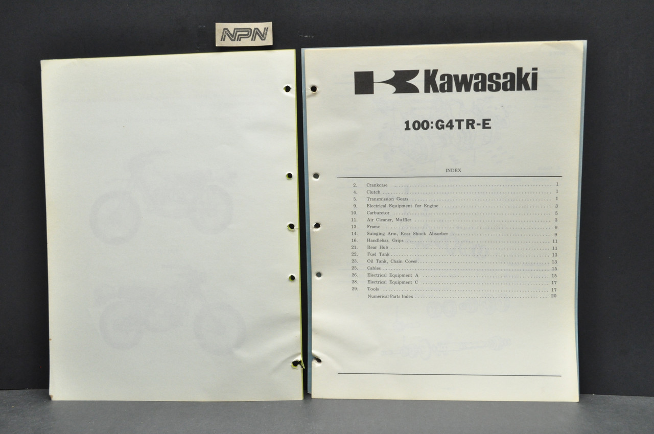 VTG 1974 Kawasaki G4TR E 100 Motorcycle Parts Manual Catalog Book Guide OEM