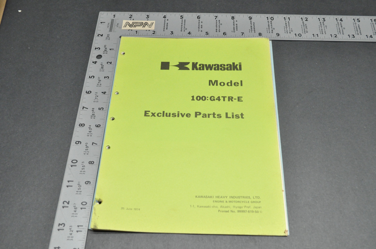 VTG 1974 Kawasaki G4TR E 100 Motorcycle Parts Manual Catalog Book Guide OEM