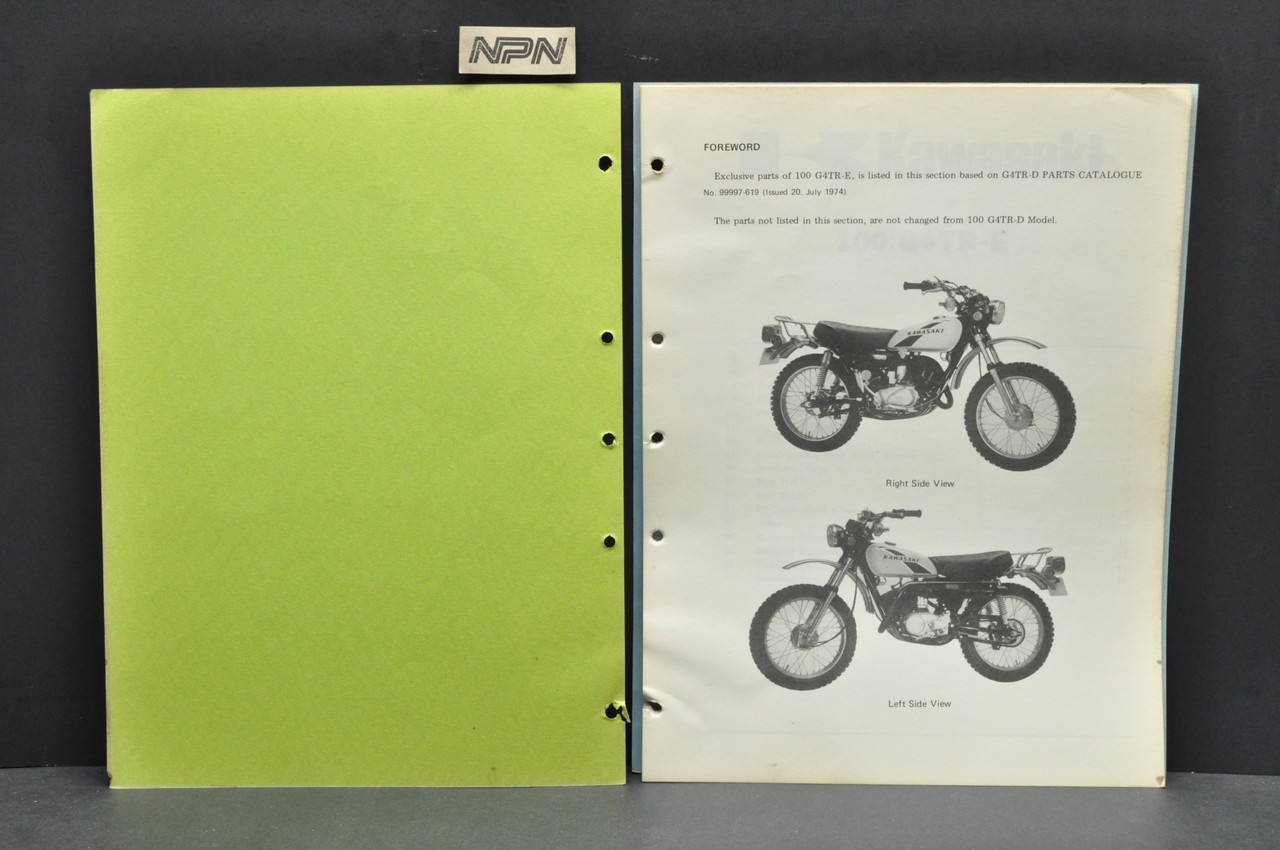 VTG 1974 Kawasaki G4TR E 100 Motorcycle Parts Manual Catalog Book Guide OEM