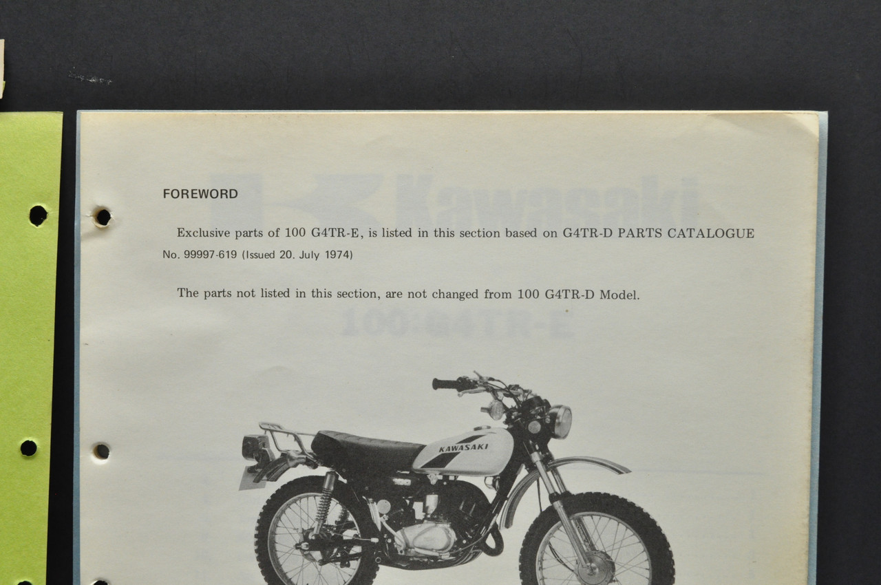 VTG 1974 Kawasaki G4TR E 100 Motorcycle Parts Manual Catalog Book Guide OEM
