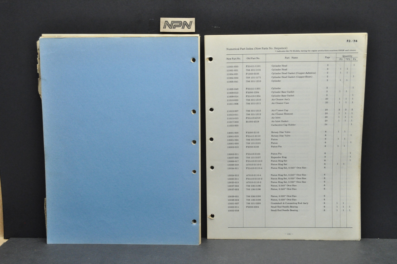 VTG 1969 Kawasaki F3 Bushmaker 175 F4 Sidewinder 250 Parts Manual Catalog Book