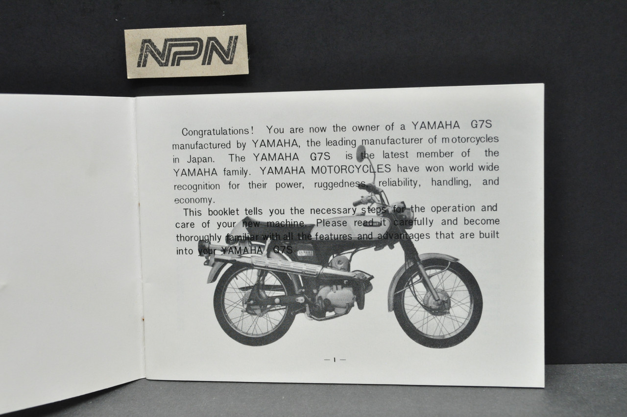 VTG NOS 1972 Yamaha G7S Motorcycle Owners Service Manual 1st Ed + Warranty Card