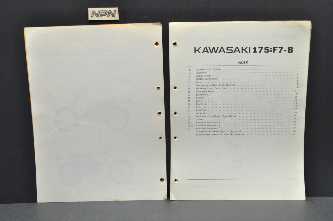 Vintage 1970-74 Kawasaki 175 F7 A-D Parts Manual Catalog Book OEM