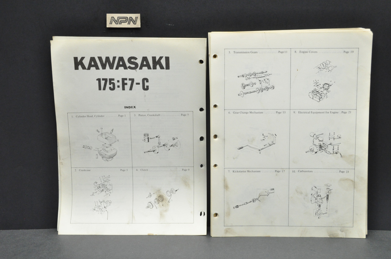 Vintage 1970-74 Kawasaki 175 F7 A-D Parts Manual Catalog Book OEM