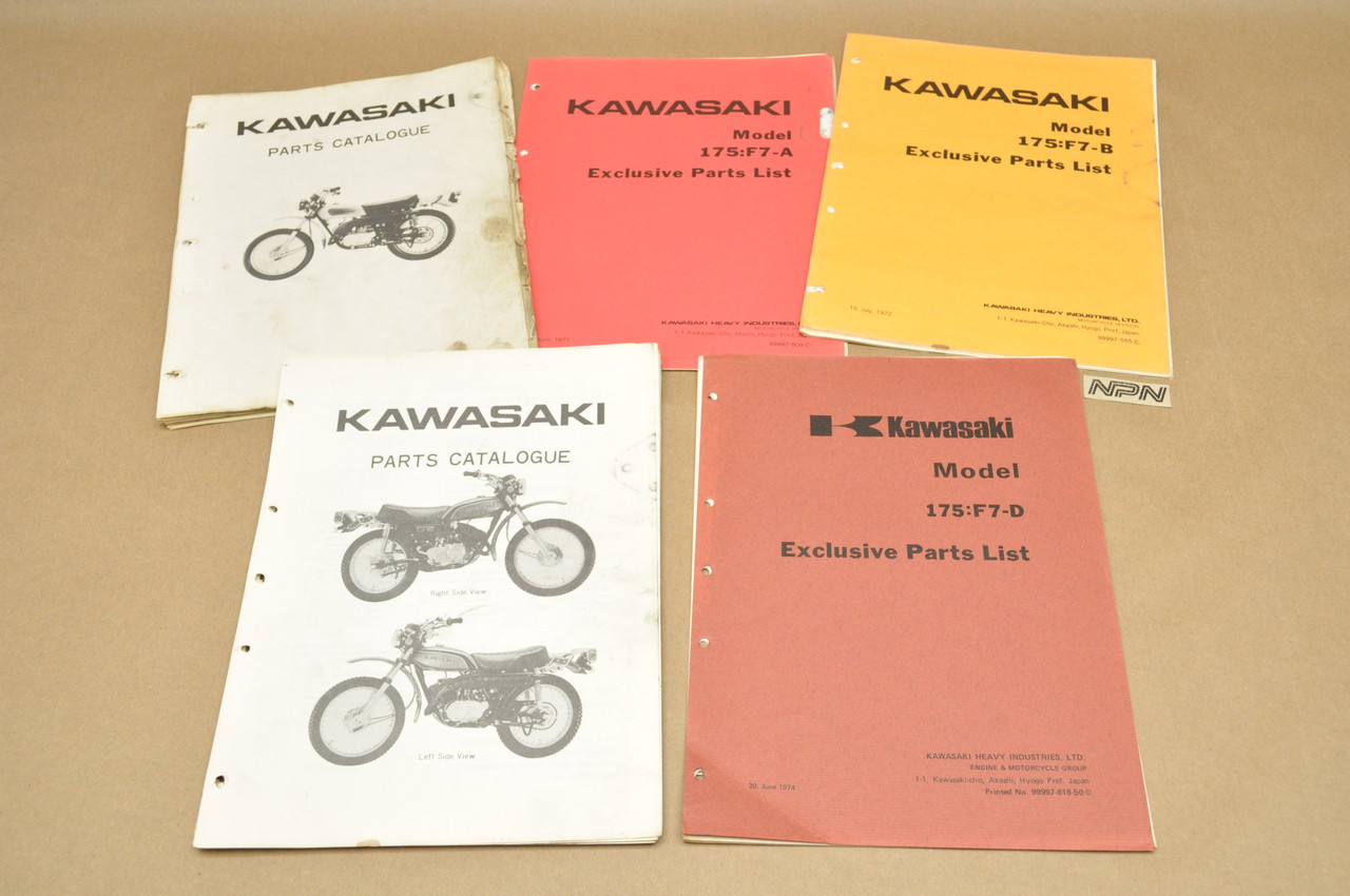 Vintage 1970-74 Kawasaki 175 F7 A-D Parts Manual Catalog Book OEM