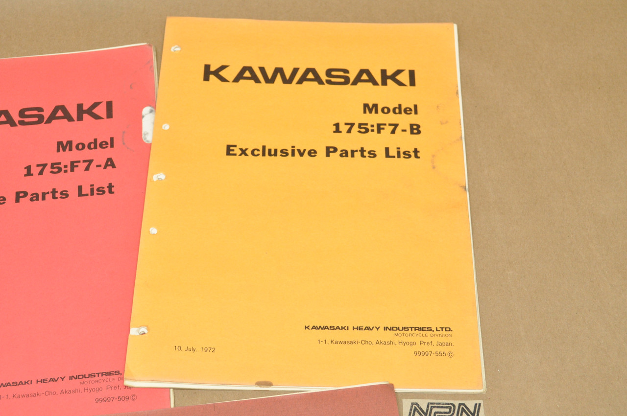 Vintage 1970-74 Kawasaki 175 F7 A-D Parts Manual Catalog Book OEM