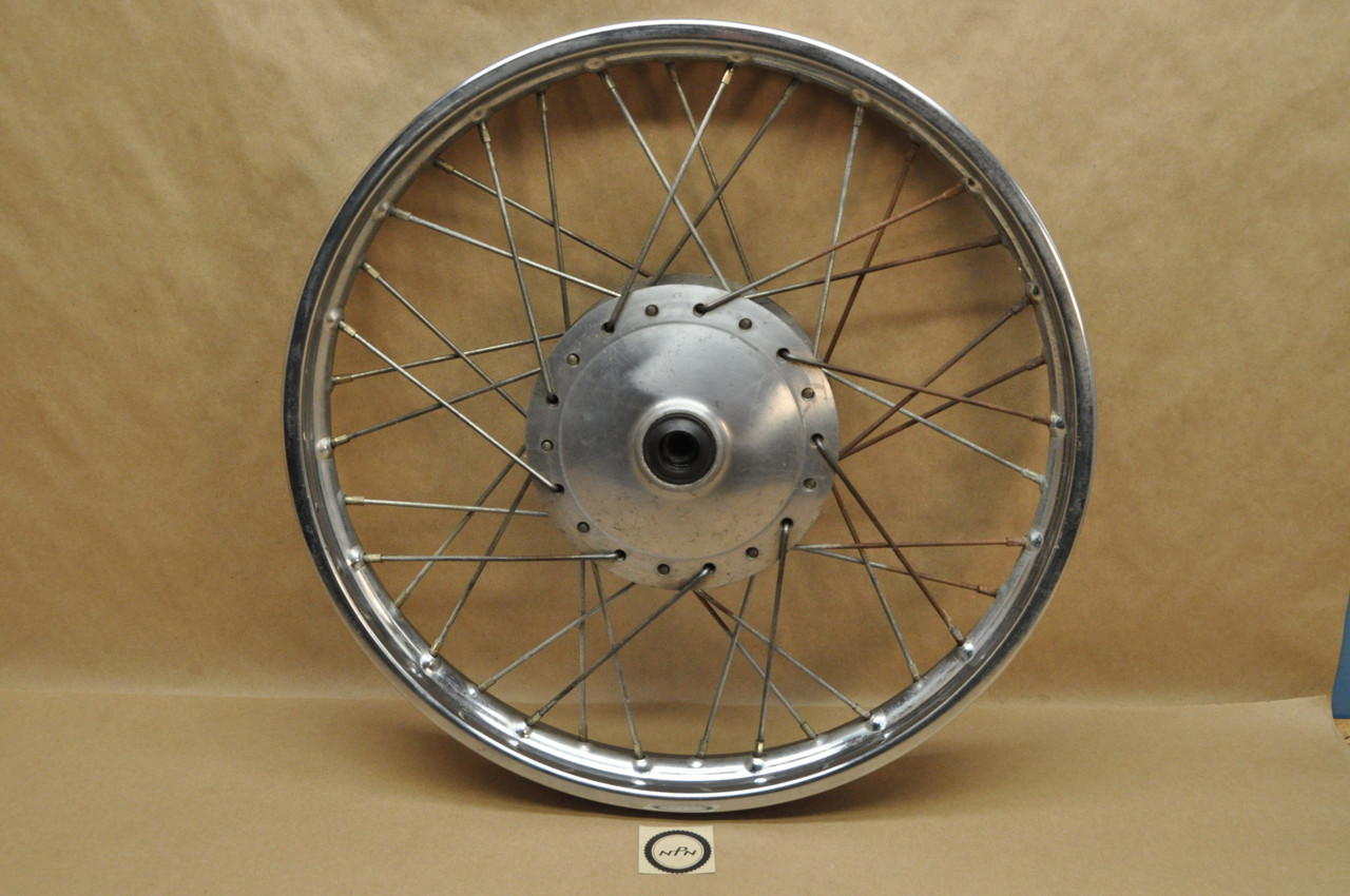 Vtg OEM Honda 1977 XL75 XR75 Front Wheel Rim Hub Spoke Assembly