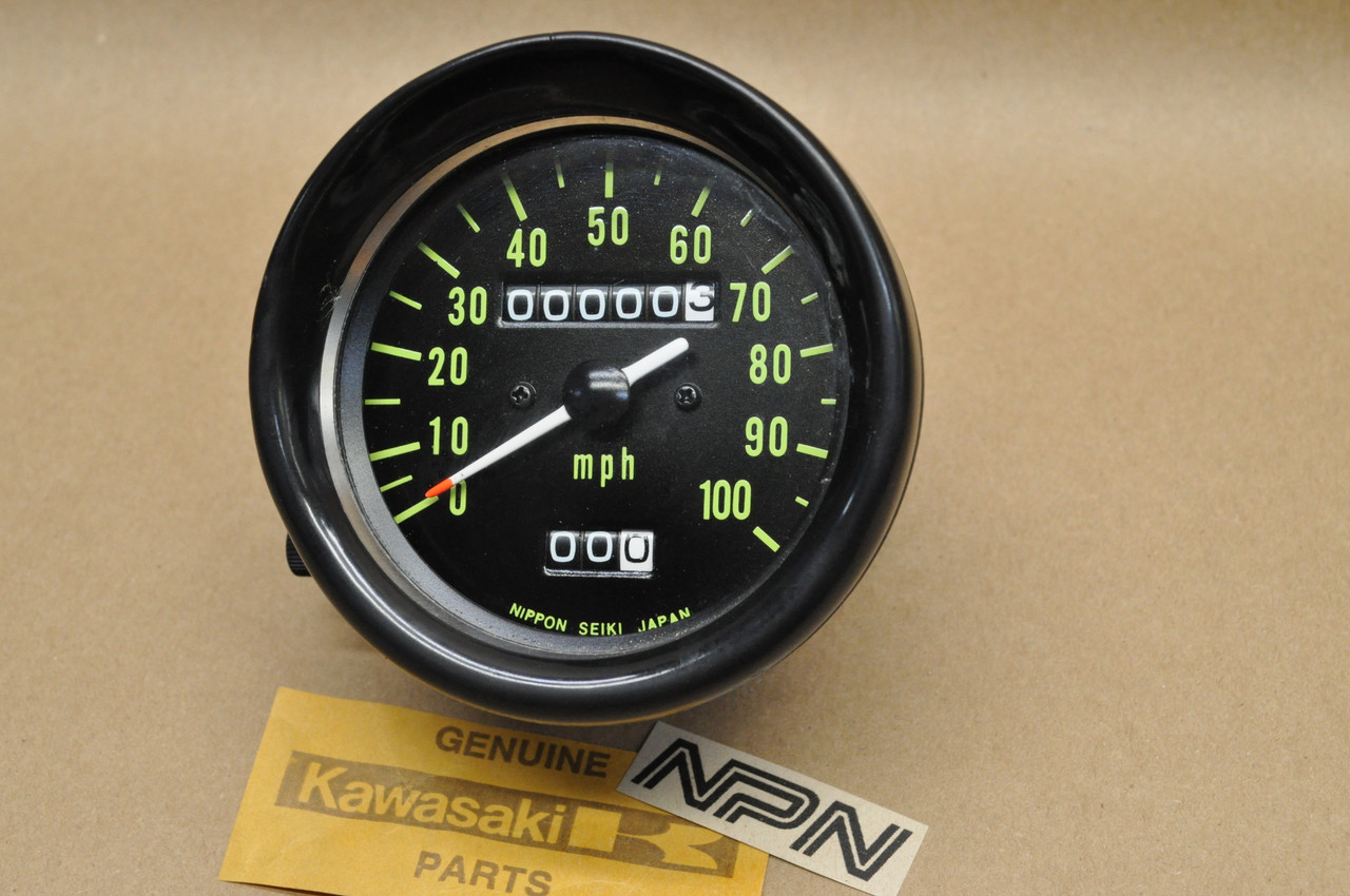 NOS Kawasaki 1973-75 F11 Speedometer MPH Odometer Trip Meter Gauge 25001-055