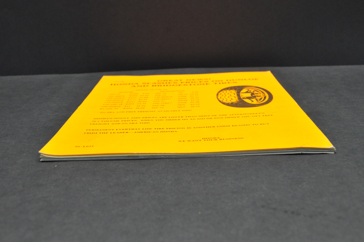 VTG NOS 1990 Honda Motorcycle Tires Dunlop Bridgestone Application Chart Guide