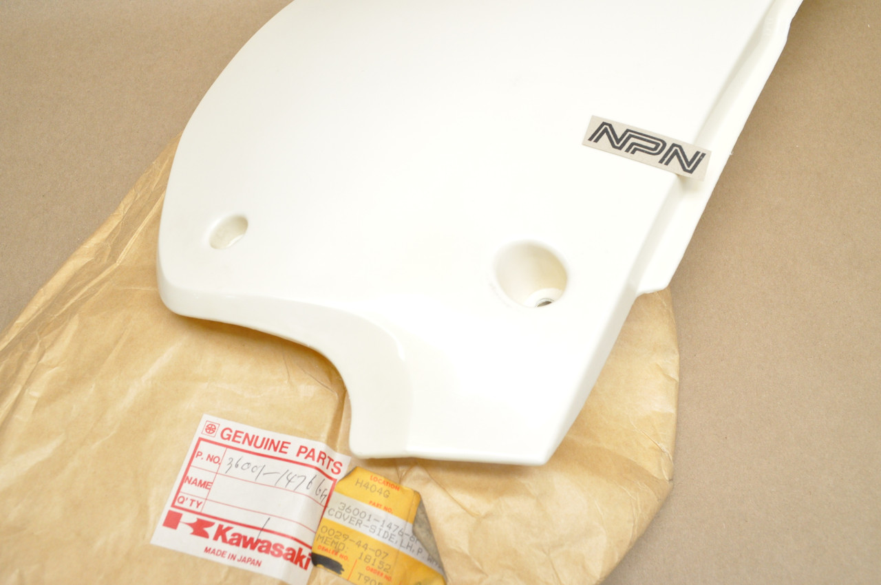 NOS Kawasaki 1996-97 KX100 KX80 White Left Side Cover Panel 36001-1476-6F