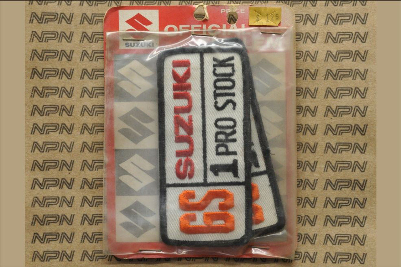 VTG NOS Suzuki OEM GS Pro Stock Racing Patches x2 Embroidered Dealer Emblem