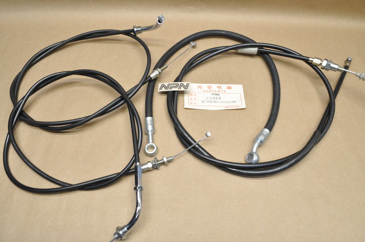 NOS Honda CB360 10" High Bar Throttle Clutch Control Cable & Oil Line Kit