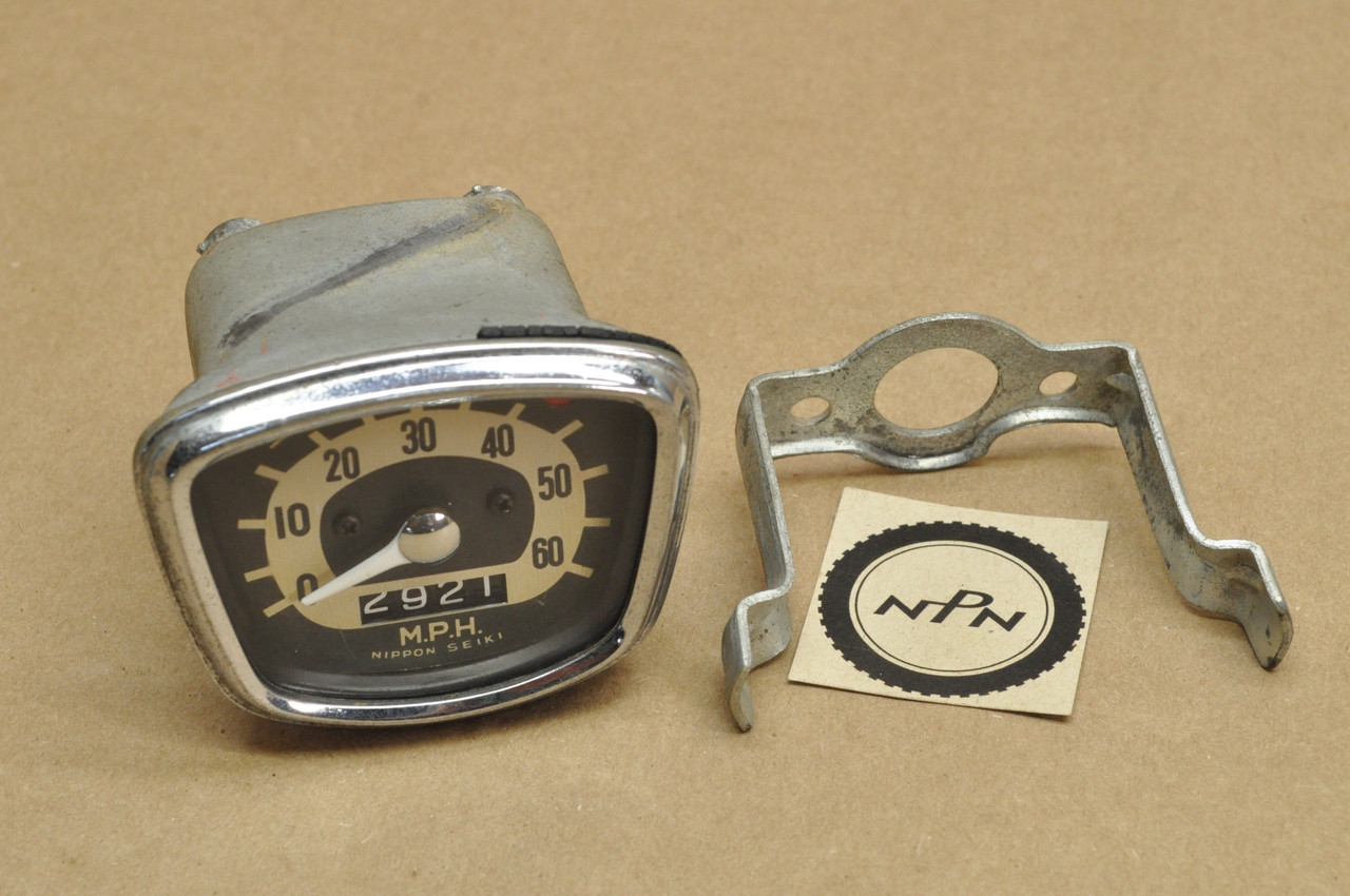 Vtg Used OEM Honda C100 C102 C105 T Early Speedometer & Bracket 37200-001-812