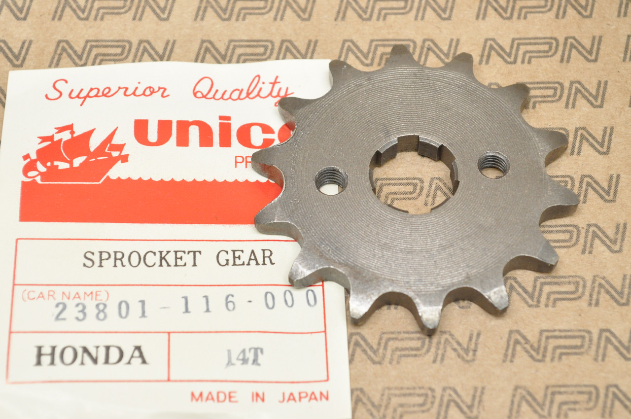 NOS Honda XL75 XR75 XR80 Unico Front Chain Drive Sprocket 14T 23800-116-010