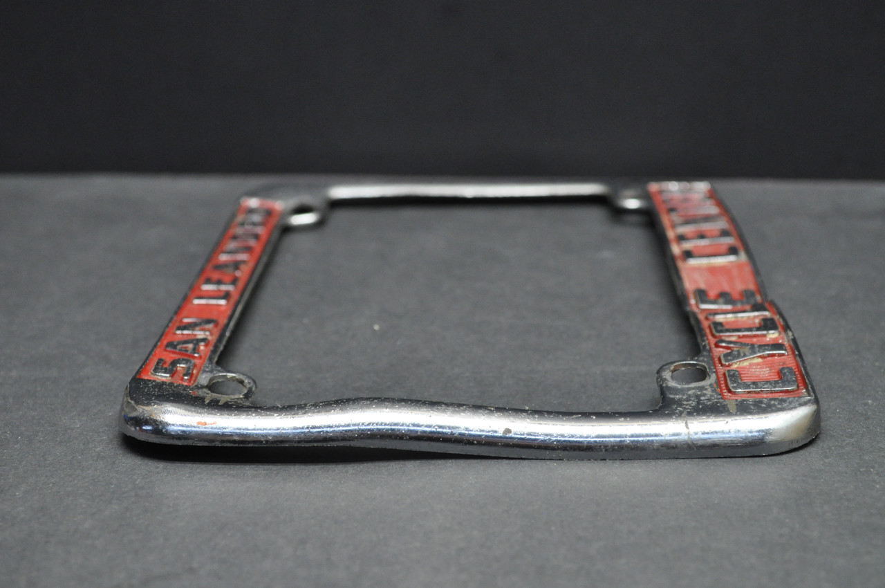 Vintage San Leandro Cycle Center License Plate Frame Diecast CA Motorcycle Dealer