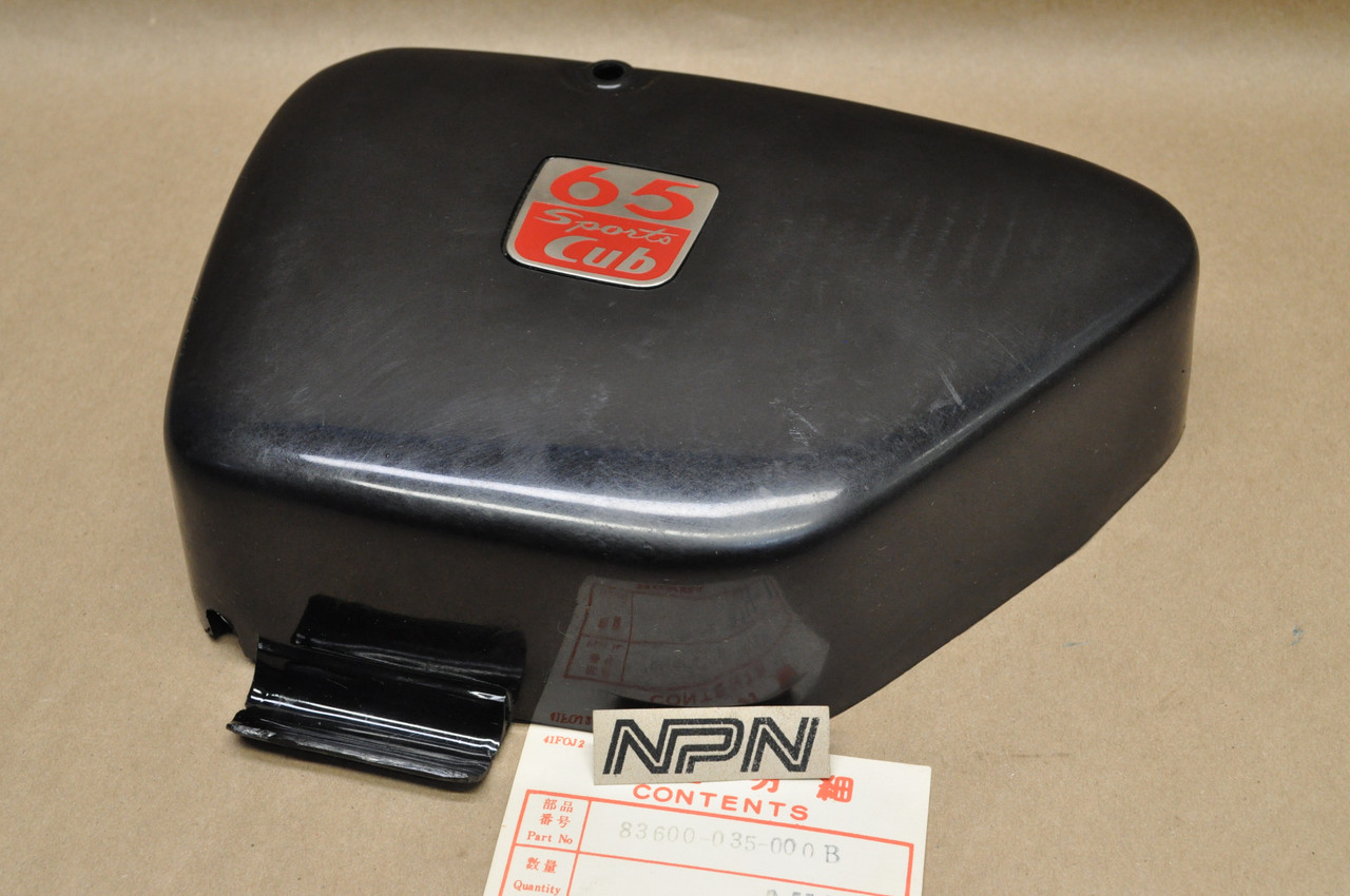 NOS Honda S65 Black Battery Left Side Cover w/ Emblem 83600-035-000 B