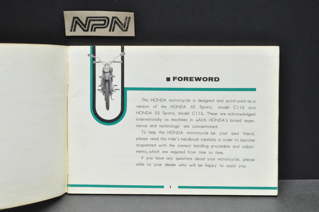 Vintage 1965-69 Honda S65 Sport 65 Motorcycle Owners Manual Original OEM
