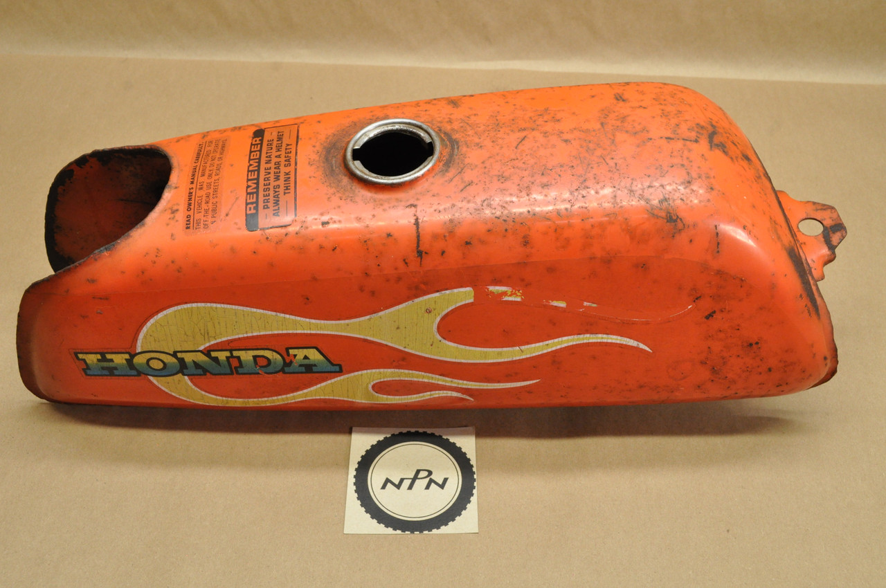 Vintage OEM Honda 1973 ATC70 Gas Fuel Tank Daytona Orange & Flames 17510-937-000 BB