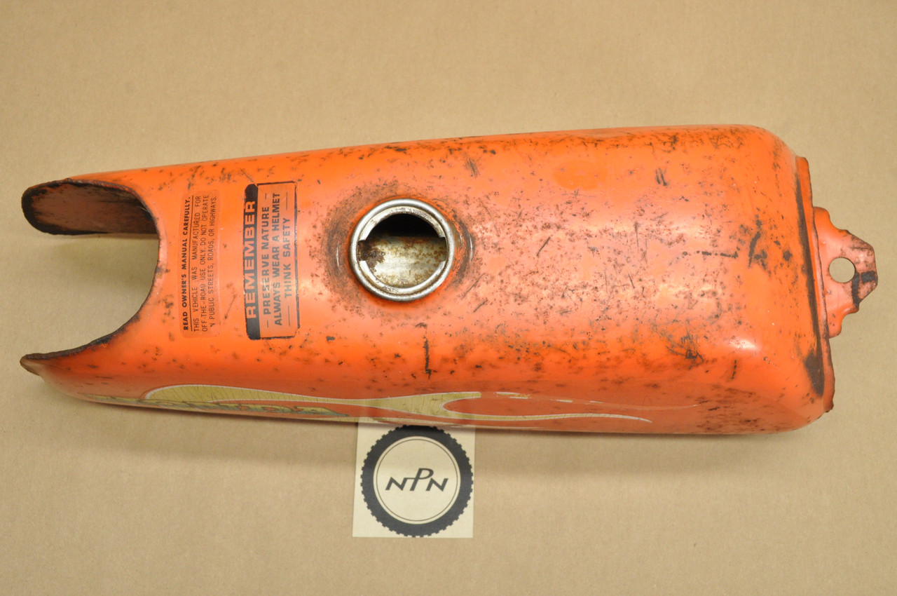 Vintage OEM Honda 1973 ATC70 Gas Fuel Tank Daytona Orange & Flames 17510-937-000 BB