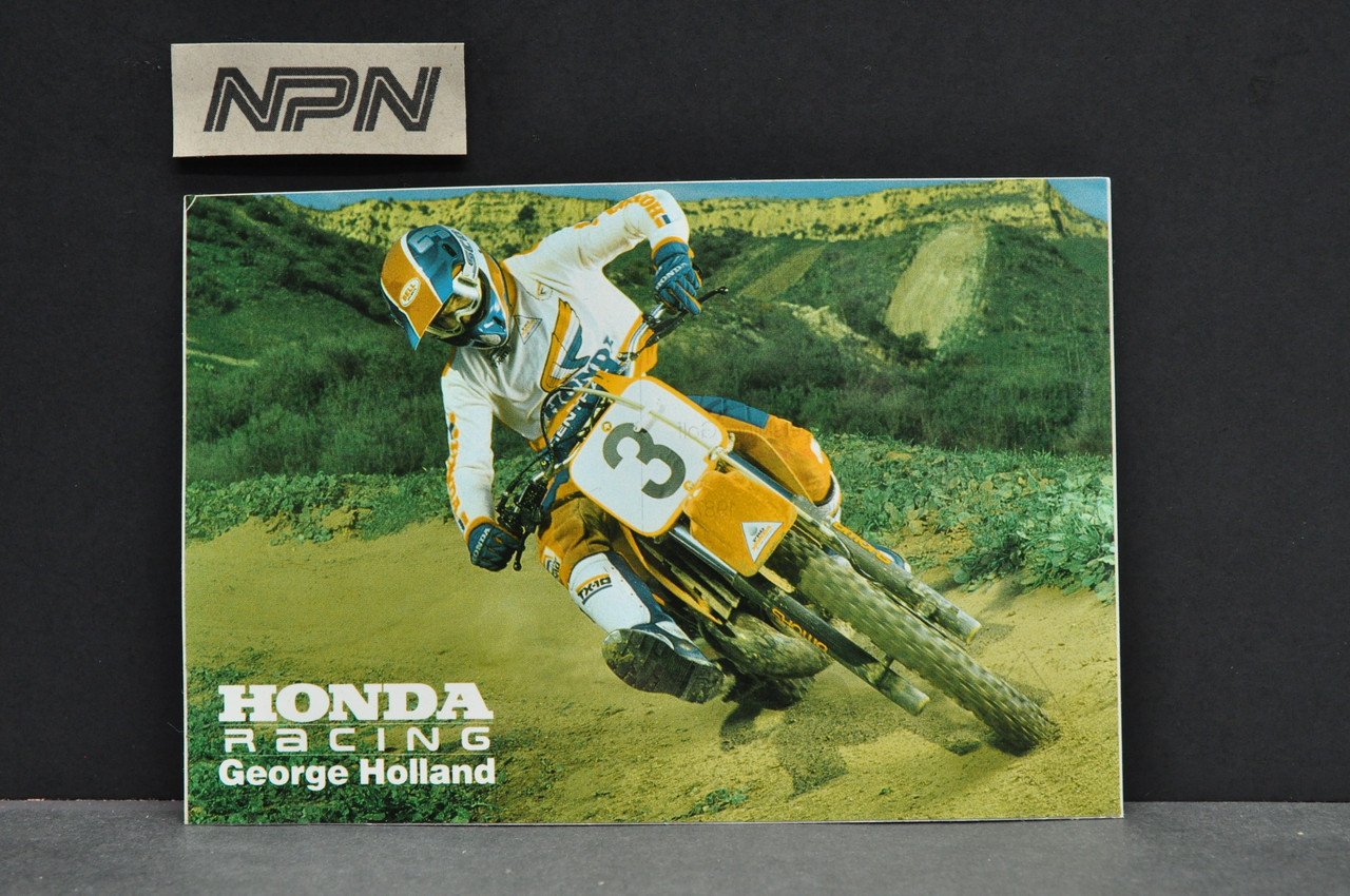 Vintage Honda Racing George Holland Motorcycle Sticker Postcard CR125 R CR250 R