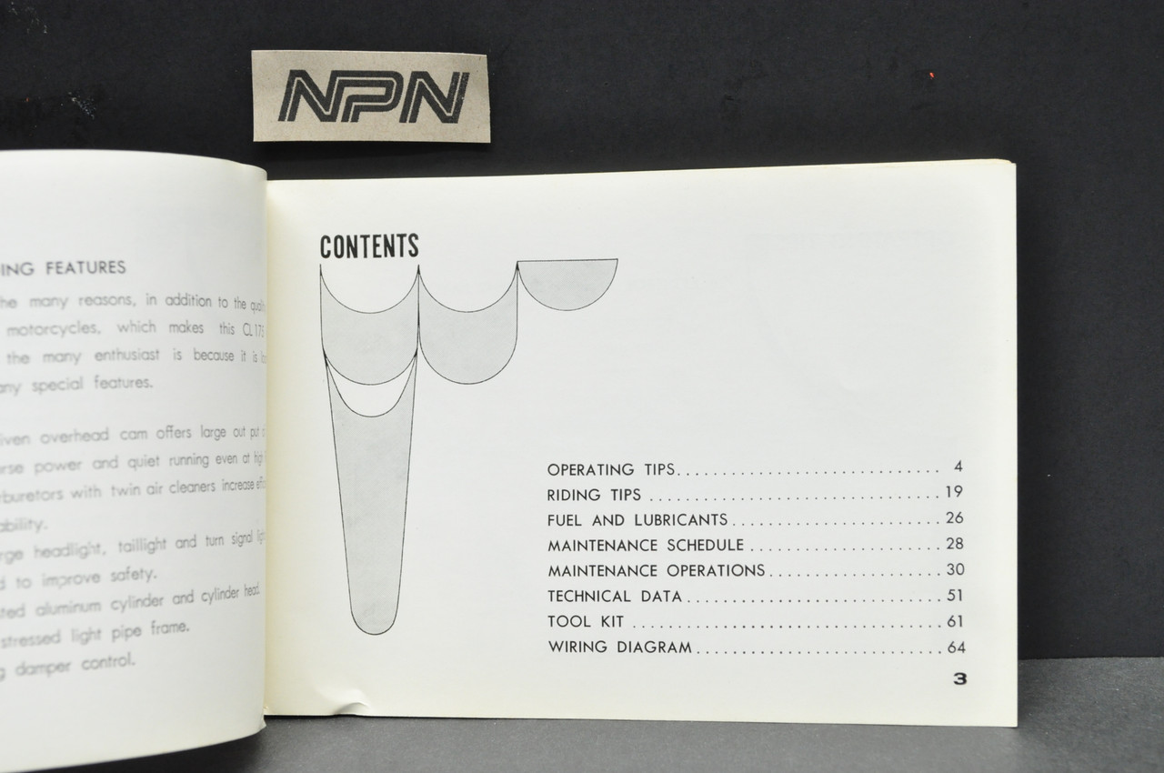 Vintage 1968-69 Honda CL175 Motorcycle Owners Manual OEM Original Japan READ