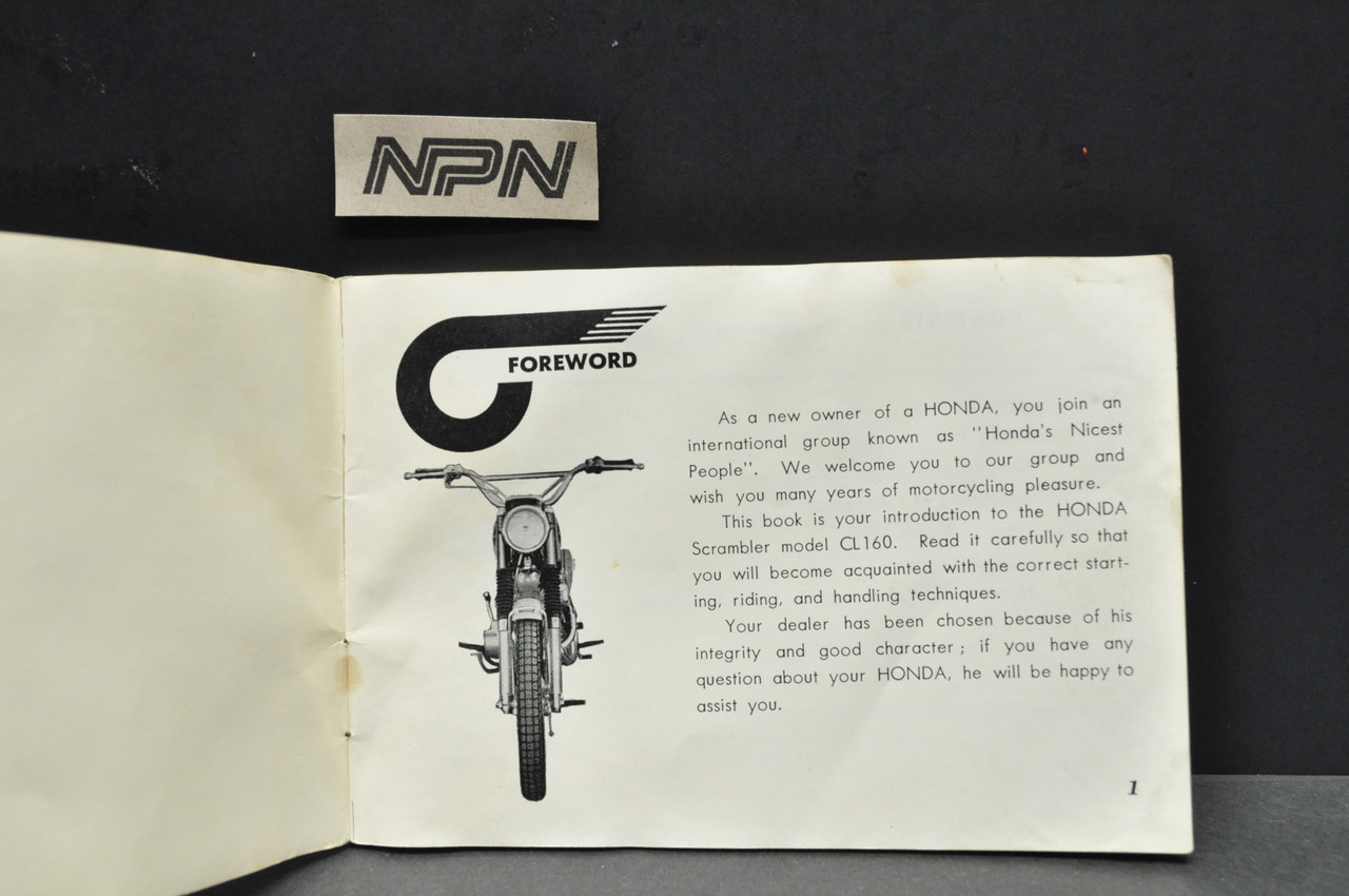 Vintage 1966-67 Honda CL160 Scrambler Motorcycle Owners Manual OEM Original