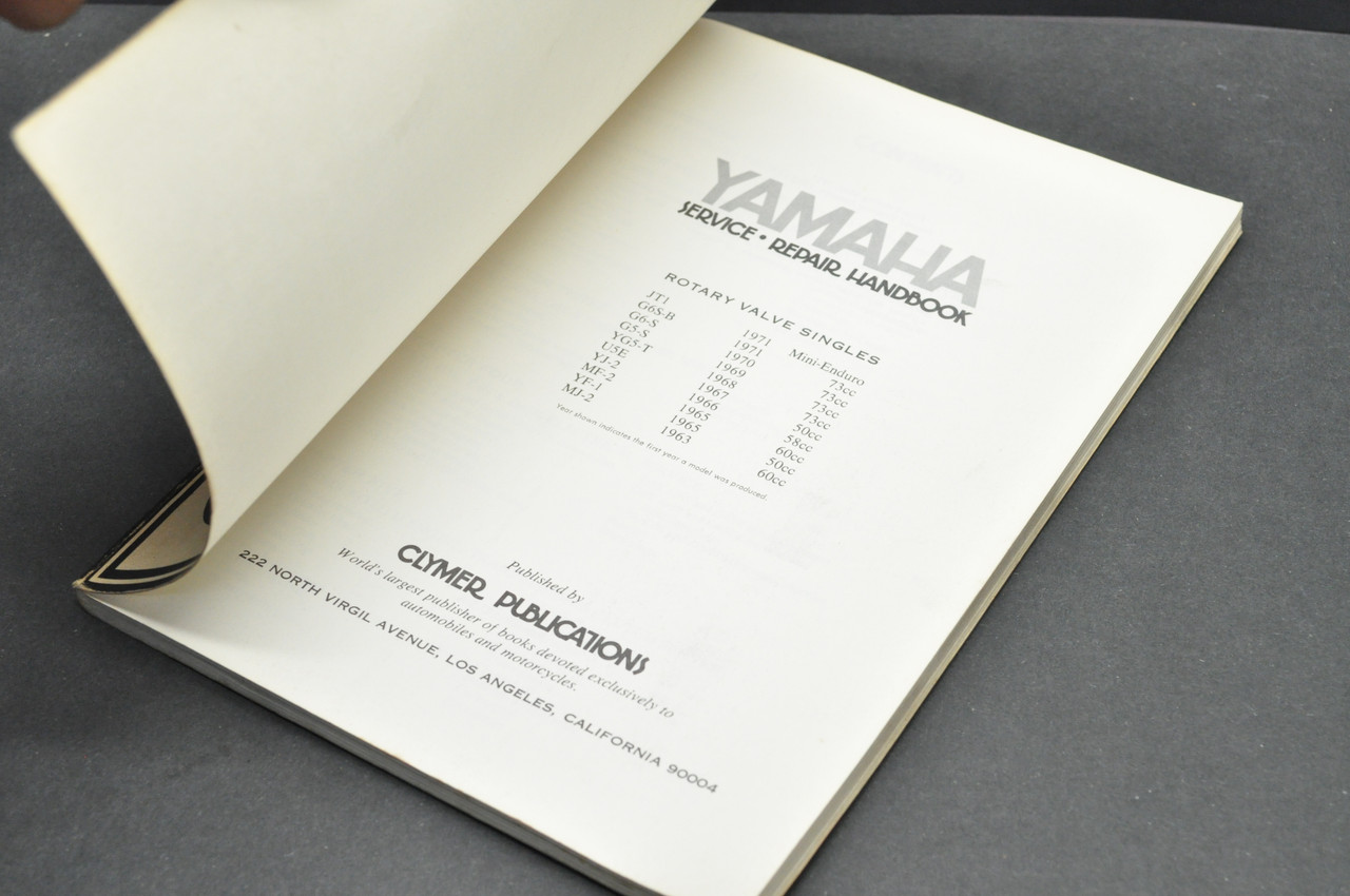 Vintage 1963-71 Yamaha JT1 YG5 T G5S G6S B YF1 Clymer Shop Service Repair Manual