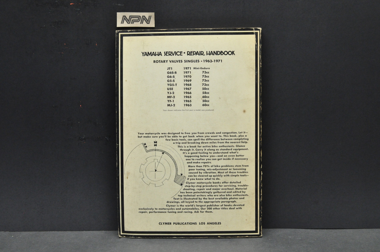 Vintage 1963-71 Yamaha JT1 YG5 T G5S G6S B YF1 Clymer Shop Service Repair Manual