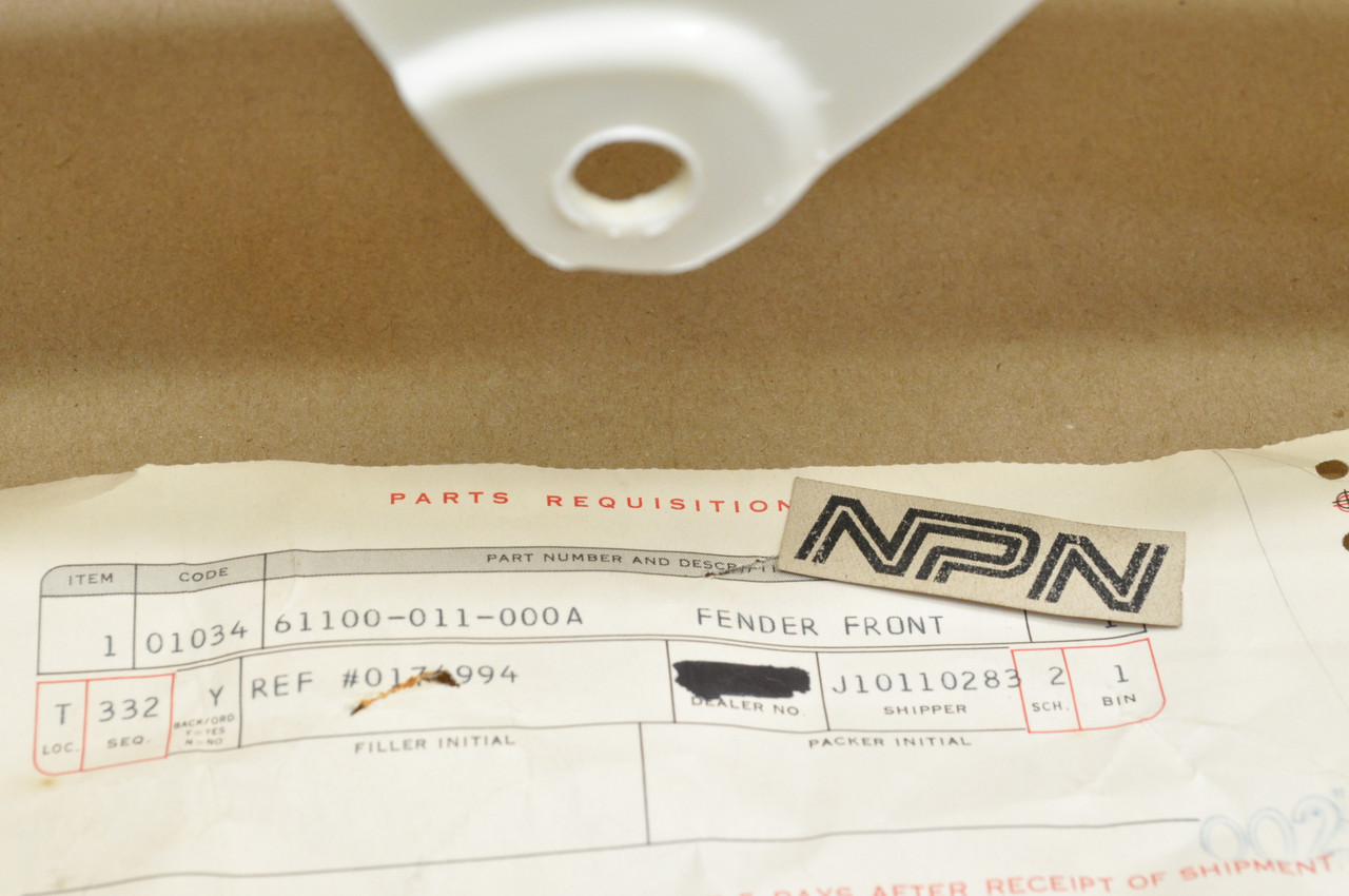 NOS Honda C110 CA110 White Plastic Front Fender Mud Guard 61100-011-000 A