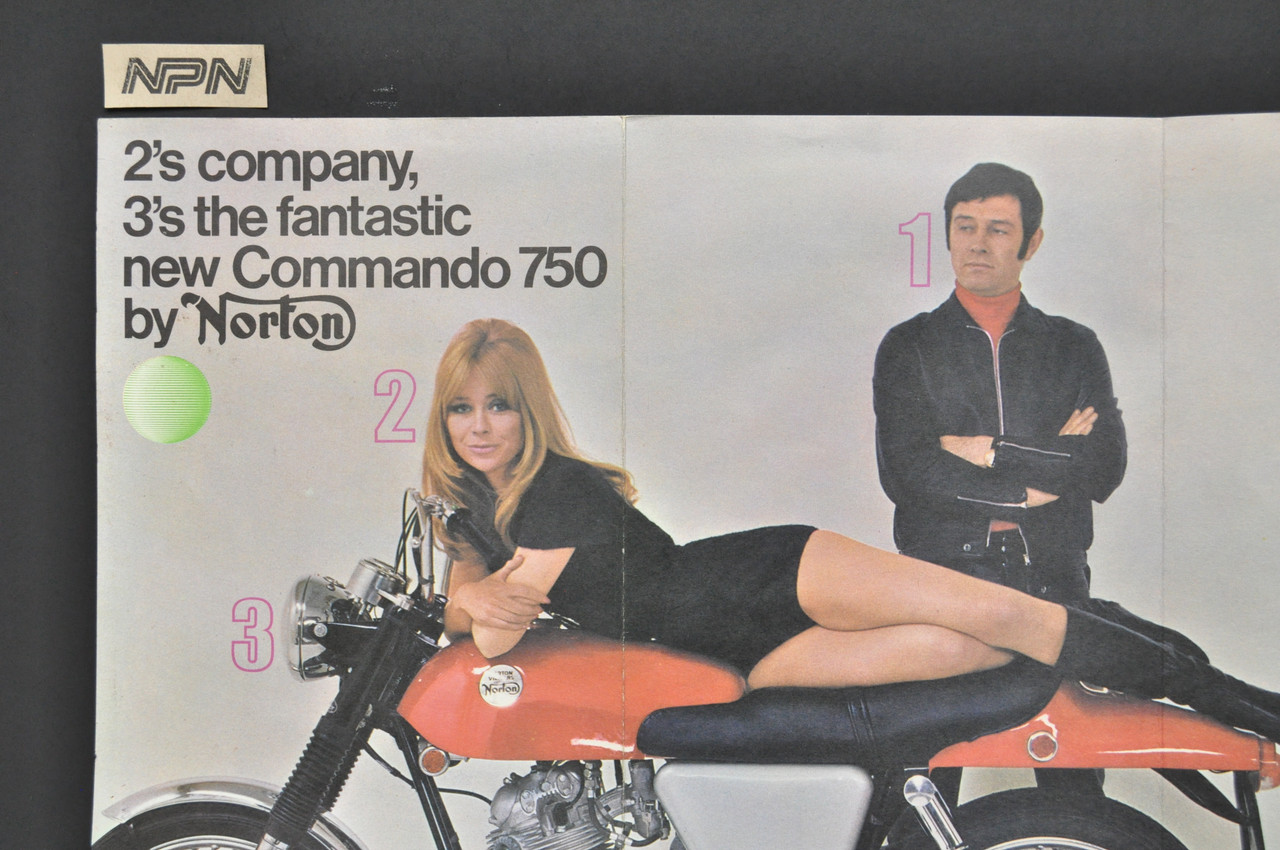 Vintage 1970s Norton Commando 750 Motorcycle Brochure Dealer Spec Sheet NOS OEM