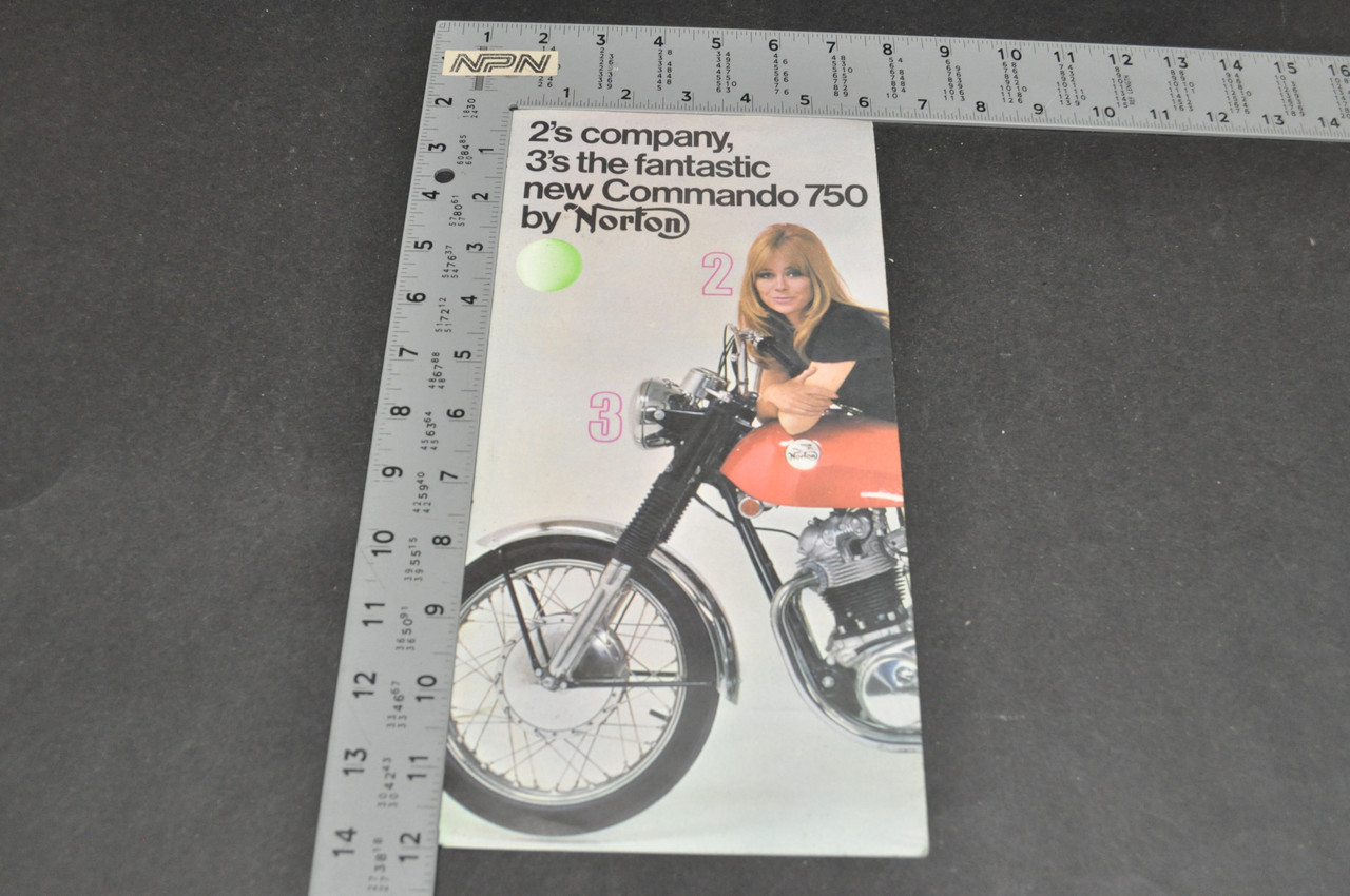 Vintage 1970s Norton Commando 750 Motorcycle Brochure Dealer Spec Sheet NOS OEM
