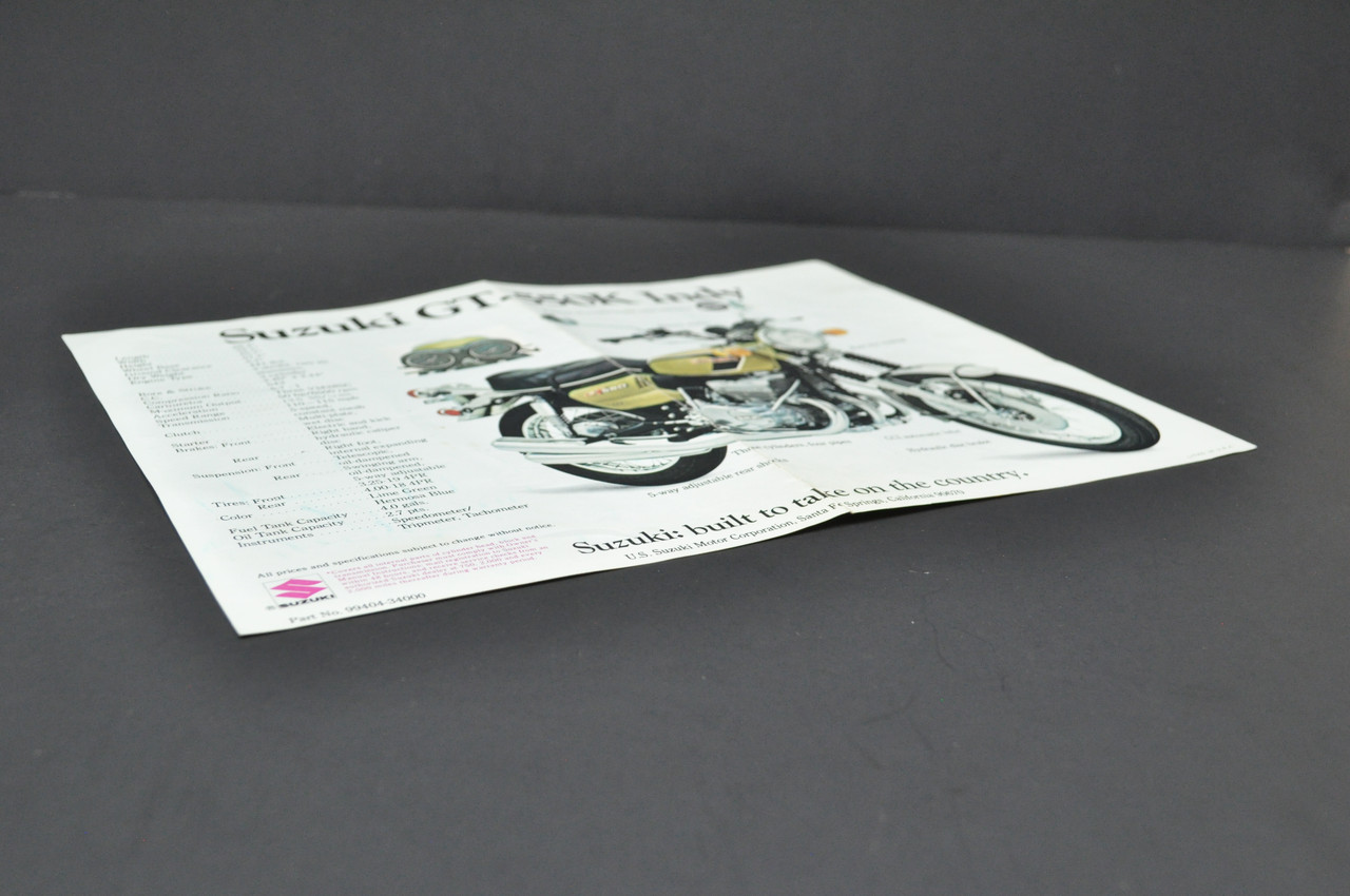 VTG 1972 Suzuki GT550 K Indy GT750 K Le Mans Motorcycle Brochure Dealer Specs
