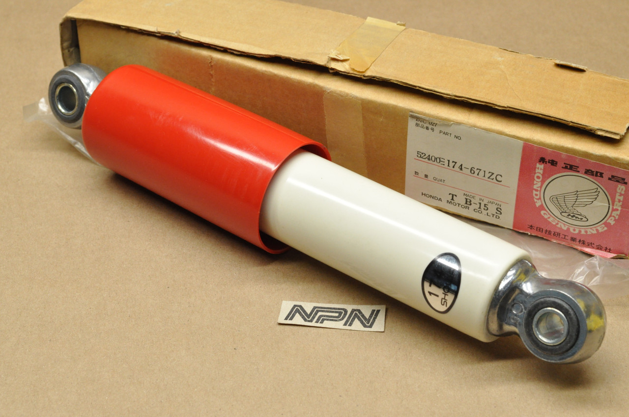 NOS Honda 1981-82 C70 Passport Red & White Rear Shock Absorber 52400-174-671 ZC