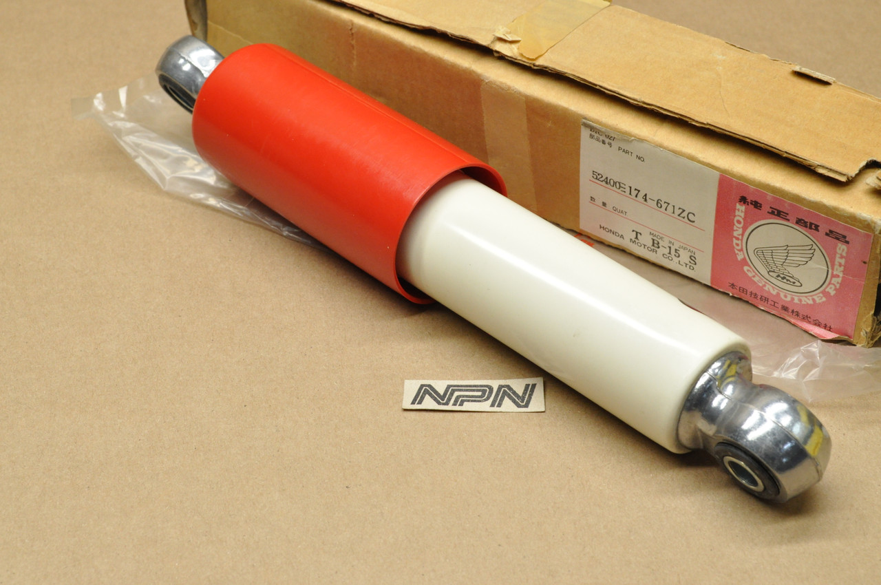 NOS Honda 1981-82 C70 Passport Red & White Rear Shock Absorber 52400-174-671 ZC