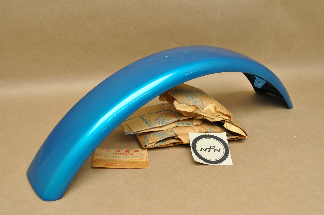 NOS Honda SL100 K3 Candy Riviera Blue Front Fender Mud Guard 61101-110-670 NL