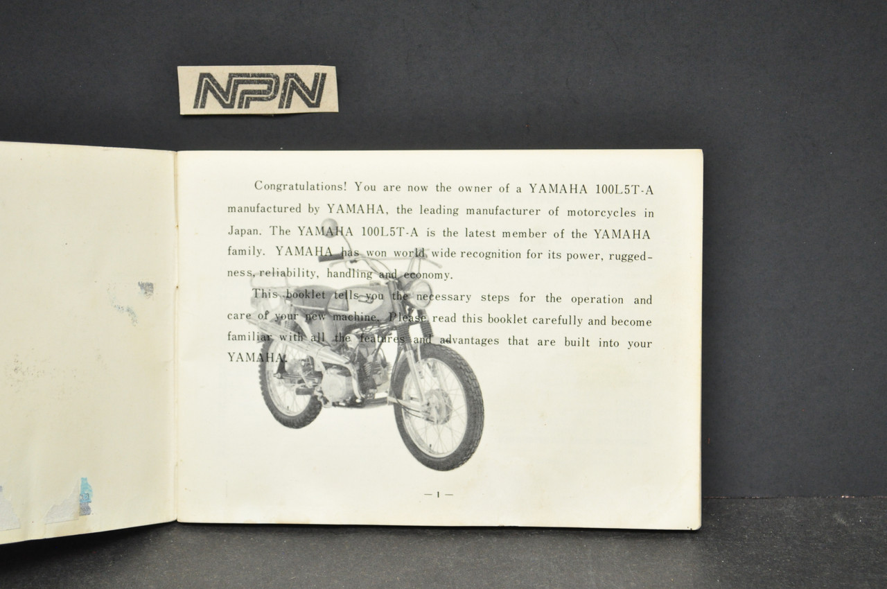 Vintage 1970 Yamaha L5T A Trailmaster 100 Owners Manual
