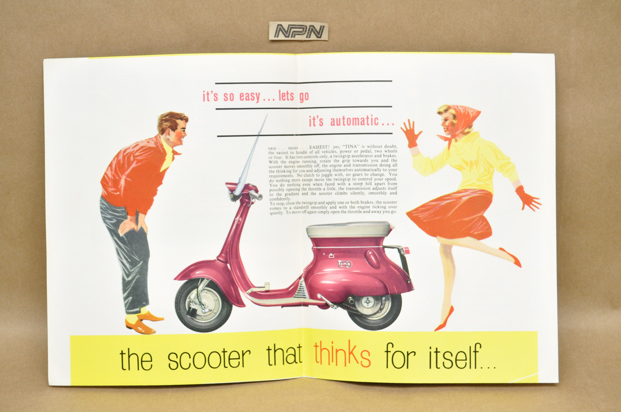 Vintage NOS 1963 Triumph Tina Scooter Dealer Brochure Poster Spec Sheet