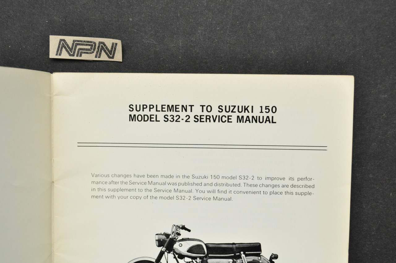 Vintage 1971 Suzuki 150 S32-2 Service Shop Repair SUPPLEMENT Manual