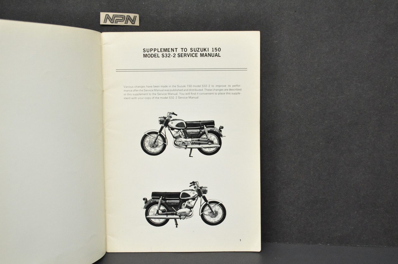 Vintage 1971 Suzuki 150 S32-2 Service Shop Repair SUPPLEMENT Manual